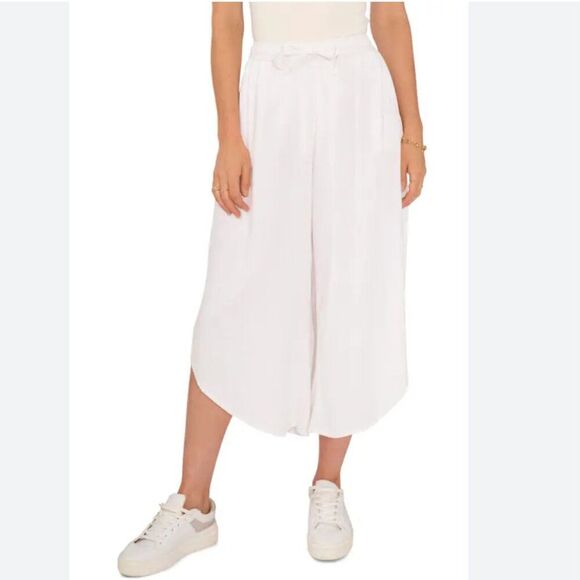 Vince‎ Camuto Asymmetric Wide Leg Linen Blend Pants in Ultra White Size XL NEW - Picture 1 of 10